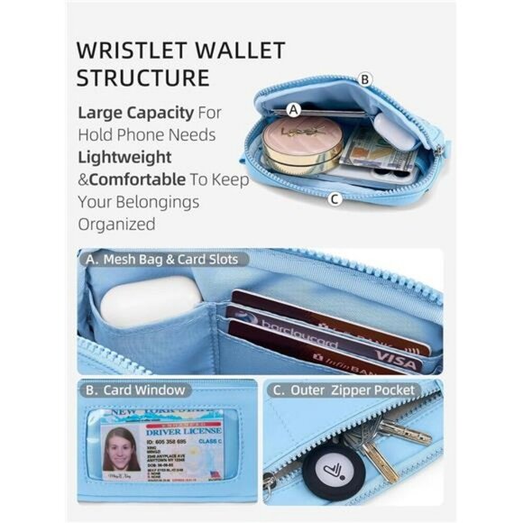 Westbronco RFID Wristlet Wallet Women Quilted Travel Purse Phone Organizer - Picture 3 of 7